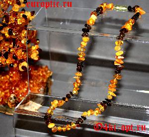 Ожерелье из натурального балтийского янтаря ( 4-х цветное) "Медовое"